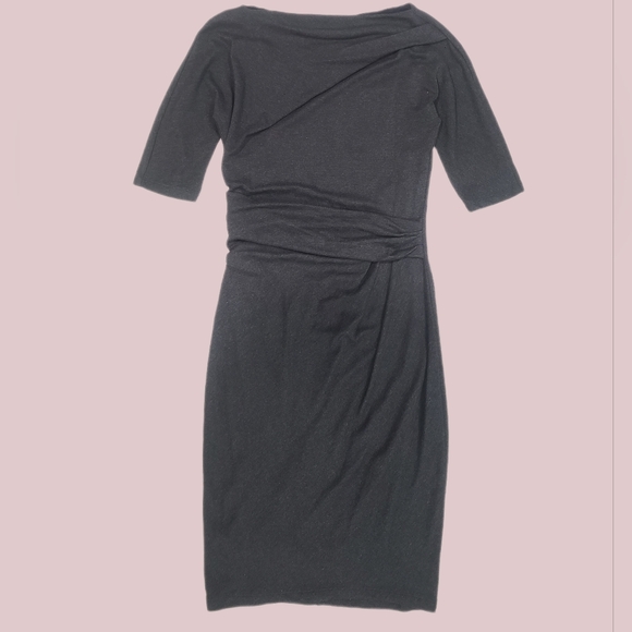 MAX MARA MaxMara Grey Knit Gathered & Bodycon Bateau Neck Elbow Sleeve 42 - Picture 9 of 10
